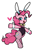 Size: 724x1060 | Tagged: safe, artist:deerie, pinkie pie, earth pony, pony, g4, bunny ears, bunny suit, clothes, female, fishnet clothing, fishnet stockings, mare, ms paint, pixel-crisp art, simple background, smiling, solo, standing on two hooves, stockings, thigh highs