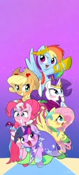 Size: 1080x2400 | Tagged: source needed, safe, artist:30clock, applejack, fluttershy, pinkie pie, rainbow dash, rarity, twilight sparkle, earth pony, pegasus, unicorn, g4, my little pony: friendship is magic, the best night ever, applejack's hat, clothes, cowboy hat, crown, cute, dress, excited, female, gala dress, happy, hat, horn, jewelry, looking at someone, mane six, mare, night, night sky, open mouth, open smile, regalia, sky, smiling, unicorn twilight