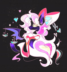 Size: 1924x2044 | Tagged: safe, oc, oc:erhai ripple, bat pony, hybrid, pony, unicorn, horn