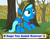 Size: 2680x2094 | Tagged: safe, artist:memeartboi, pegasus, pony, g4, badge, clothes, colt, cosplay, costume, cute, flying, foal, forest, forest background, gumball watterson, happy, happy face, hat, male, nature, open mouth, outdoors, pegasus wings, ponified, ranger, solo, spread wings, text, the amazing world of gumball, tree, wings