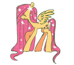 Size: 2048x1800 | Tagged: safe, artist:crasysam0, fluttershy, pegasus, pony, g4, female, flower, flower in hair, mare, smiling, solo, spread wings, wings