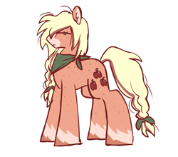 Size: 2048x1800 | Tagged: safe, artist:crasysam0, applejack, earth pony, pony, g4, ascot, bow, breasts, chest freckles, female, freckles, hair bow, mare, neckerchief, solo, unamused