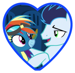 Size: 749x736 | Tagged: safe, artist:themaskgamer, rainbow dash, soarin', pegasus, pony, g4, female, male, mare, ship:soarindash, shipping, stallion, straight