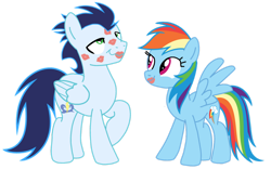 Size: 1280x798 | Tagged: safe, artist:soarindasher10, rainbow dash, soarin', pegasus, pony, g4, duo, duo male and female, female, male, mare, ship:soarindash, shipping, simple background, stallion, straight, transparent background