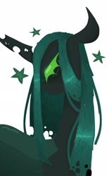 Size: 1270x2048 | Tagged: safe, artist:meowingpony, queen chrysalis, changeling, changeling queen, g4, bust, profile, simple background, solo, stars, white background