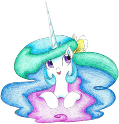 Size: 744x774 | Tagged: safe, artist:bluemagic, princess celestia, pony, g4, horn, simple background