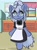 Size: 1535x2048 | Tagged: safe, artist:doodlesdoodles8, oc, oc:misty mourn, pony, unicorn, blind, choker, clothes, horn, indoors, maid, unicorn oc