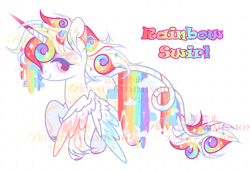 Size: 2014x1386 | Tagged: safe, artist:anno酱w, oc, oc only, alicorn, original species, pony, adoptable, base used, cloud, eyelashes, eyeshadow, four wings, horn, long horn, long tail, makeup, multiple wings, rainbow, simple background, solo, stars, tail, watermark, white background, wings