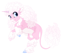 Size: 4700x4100 | Tagged: safe, artist:gigason, oc, oc:snow puff, pony, unicorn, g4, absurd resolution, adoptable, blank flank, blue eyes, coat markings, colored, colored hooves, colored pinnae, curly mane, curly tail, ear fluff, facial markings, female, fetlock tuft, flat colors, fluffy mane, fluffy tail, freckles, grid adoptable, hooves, horn, long mane, long tail, looking back, magical lesbian spawn, mare, mismatched hooves, multicolored hooves, obtrusive watermark, offspring, pale belly, parent:pinkie pie, parent:princess platinum, pink coat, pink mane, pink tail, rearing, simple background, smiling, snip (coat marking), socks (coat markings), solo, standing, standing on one leg, striped horn, tail, three quarter view, transparent background, unicorn horn, unicorn oc, watermark