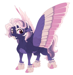 Size: 4600x4700 | Tagged: safe, artist:gigason, oc, oc only, oc:shearwater, pegasus, pony, g4, absurd resolution, adoptable, coat markings, colored, colored belly, colored fetlocks, colored hooves, colored pinnae, colored pupils, colored wings, colored wingtips, ear fluff, eye markings, facial markings, fangs, female, female oc, flat colors, fluffy mane, fluffy tail, frown, gradient legs, grid adoptable, hooves, looking back, magenta pupils, mare, mare oc, multicolored mane, multicolored tail, multicolored wings, offspring, pale belly, parent:commander hurricane, parent:fluttershy, pegasus oc, pink eyes, pink hooves, pink wingtips, purple coat, short mane, simple background, snip (coat marking), socks (coat markings), solo, standing, tail, three quarter view, transparent background, wings