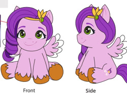 Size: 353x263 | Tagged: safe, pipp petals, pegasus, g5, official, 2d, adorapipp, chibi, concept art, curly hair, curly mane, cute, female, looking at you, simple background, sitting, smiling, smiling at you, white background