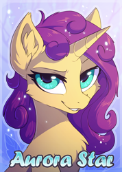 Size: 710x1000 | Tagged: dead source, safe, artist:hioshiru, oc, oc only, pony, unicorn, bust, cheek fluff, chest fluff, ear fluff, female, horn, looking at you, mare, smiling, smiling at you, solo, unicorn oc