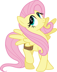 Size: 3000x3787 | Tagged: safe, artist:cloudy glow, fluttershy, pegasus, g4, bag, happy, saddle bag, simple background, transparent background, vector