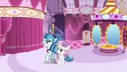 Size: 1600x912 | Tagged: artist needed, safe, anonymous artist, artist:adamlhumphreys, artist:dragonmaster137, artist:tomfraggle, sonata dusk, sweetie belle, earth pony, pony, unicorn, g4, carousel boutique, cute, diasweetes, duo, earth pony sonata dusk, eyeshadow, female, filly, foal, gem, horn, lesbian, looking at each other, looking at someone, makeup, mare, open mouth, open smile, ponified, ship:sonbelle, shipping, siren gem, smiling, smiling at each other, sonatabetes