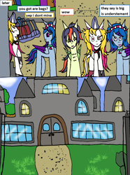 Size: 1286x1725 | Tagged: safe, artist:ask-luciavampire, oc, oc only, oc:arin amber, oc:nell nariah, oc:sky flower, pegasus, pony, undead, vampire, vampony, comic, comic page, mansion, tumblr, tumblr:ask-organization-pony's-adventure