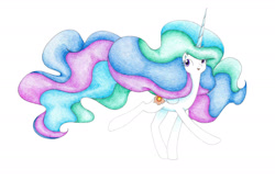 Size: 1810x1186 | Tagged: safe, artist:bluemagic, princess celestia, alicorn, pony, g4, ethereal mane, ethereal tail, horn, simple background, tail, walking, white background, wings