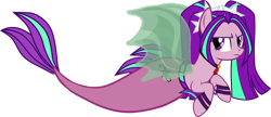 Size: 1024x442 | Tagged: safe, artist:saphirabjarskular, aria blaze, mermaid, merpony, pony, g4, frown, gem, mermaidized, ponified, siren gem, solo, species swap, vector