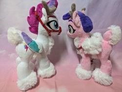 Size: 1280x961 | Tagged: safe, artist:melodis, artist:melodisde, pipp petals, zipp storm, deer, pegasus, pony, reindeer, g5, bridle, duo, duo female, female, irl, mare, photo, plushie, reindeerified, royal sisters (g5), siblings, sisters, species swap, tack