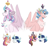 Size: 2512x2382 | Tagged: safe, artist:baylard, cozy glow, princess cadance, princess flurry heart, shining armor, alicorn, pegasus, pony, unicorn, g4, alternate universe, beard, eye mist, facial hair, female, horn, horn crystals, interdimensional siblings, magic suppression, mare, mirror universe, older, older flurry heart, parent:princess cadance, parent:shining armor, simple background, white background