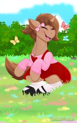 Size: 1244x2000 | Tagged: safe, artist:decemberbreeze, oc, oc only, butterfly, pony, unicorn, horn, solo, unicorn oc