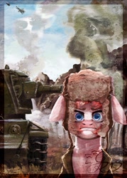 Size: 742x1038 | Tagged: safe, artist:thatonegib, oc, oc only, pony, solo, tank (vehicle), thousand yard stare