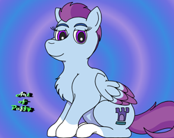 Size: 3000x2378 | Tagged: safe, artist:puffydearlysmith, zoom zephyrwing, pegasus, pony, g5, chest fluff, female, gradient background, looking at you, mare, smiling, smiling at you