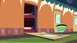 Size: 1920x1080 | Tagged: safe, screencap, tank, tortoise, g4, just for sidekicks, my little pony: friendship is magic, 1080p, bed, bunk bed, door, indoors, spinning, spinning top, train, train interior, upside down