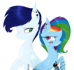 Size: 750x717 | Tagged: safe, artist:pacificaharrington, rainbow dash, soarin', pegasus, pony, g4, female, male, mare, ship:soarindash, shipping, simple background, stallion, straight, transparent background