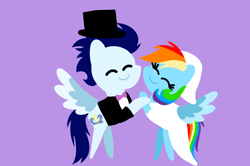 Size: 1935x1285 | Tagged: safe, anonymous artist, derpibooru exclusive, rainbow dash, soarin', pegasus, pony, series:soarindash romantic tales, series:soarindash wedding, g4, bride, clothes, dancing, dress, eyes closed, female, groom, male, mare, marriage, marriage proposal, married couple, pointy ponies, ship:soarindash, shipping, smiling, stallion, straight, wedding, wedding dress