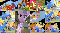 Size: 1280x704 | Tagged: safe, artist:tgdc20610, edit, edited screencap, screencap, apple bloom, diamond tiara, scootaloo, shady daze, sweetie belle, hedgehog, human, pegasus, pony, robot, anthro, g4, my little pony: friendship is magic, ponyville confidential, season 2, crossover, doctor eggman, hate, meme, sonic the hedgehog (series), template