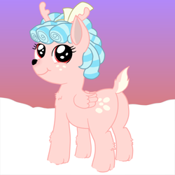 Size: 1500x1500 | Tagged: safe, alternate version, artist:lecy98, cozy glow, deer, pegasus, pony, reindeer, g4, cozy the reindeer, cute, looking at you, looking back, reindeerified, snow, solo, species swap