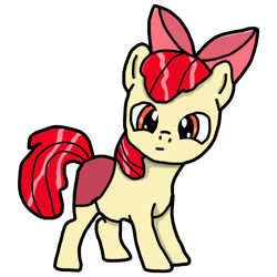 Size: 1024x1024 | Tagged: safe, artist:background_pon3, apple bloom, earth pony, pony, g4, bow, clothes, confused, female, filly, foal, hair bow, panties, shading, simple background, solo, transparent background, underwear