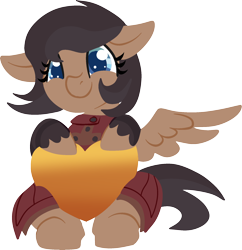 Size: 1946x2010 | Tagged: artist needed, safe, oc, oc only, oc:quillwright, pegasus, fallout equestria, clothes, fallout equestria: of shadows, female, missing wing, pegasus oc, robes, scribe, simple background, sitting, smiling, solo, steel ranger, transparent background, wing out