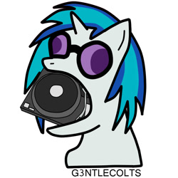 Size: 800x800 | Tagged: safe, dj pon-3, vinyl scratch, unicorn, g4, female, gentlemen, horn, meme, simple background, solo, turntable, vinyl's glasses, white background