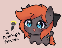 Size: 1287x1000 | Tagged: safe, artist:freudnim, oc, oc:darknightprincess, pegasus, pony, blue eyes, bow, chibi, cute, gray coat, hair bow, red mane, solo