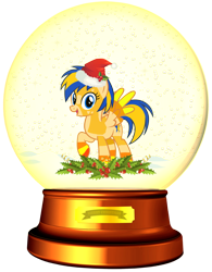 Size: 1700x2177 | Tagged: safe, artist:lizzmcclin, oc, oc only, oc:flare spark, christmas, hat, holiday, santa hat, simple background, snow globe, solo, transparent background, vector