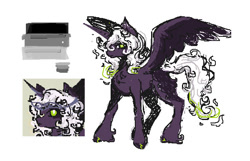 Size: 599x385 | Tagged: safe, artist:junniepiepoopop, oc, oc only, unnamed oc, alicorn, pony, alicorn oc, butt fluff, chest fluff, color palette, colored hooves, colored sketch, colored wings, colored wingtips, frown, green eyes, green hooves, hooves, horn, long horn, long mane male, male, male alicorn, male alicorn oc, male oc, original character do not steal, prince, profile, purple coat, purple wingtips, shiny hooves, simple background, sketch, solo, spread wings, stallion, stallion oc, standing, tail, two toned mane, two toned tail, two toned wings, unicorn horn, white background, white mane, white tail, wings