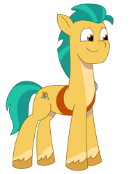 Size: 1848x2464 | Tagged: safe, artist:lnx1ynight16, hitch trailblazer, earth pony, pony, g5, my little pony: tell your tale, zipp's yes day, belt, looking at something, smiling, vector