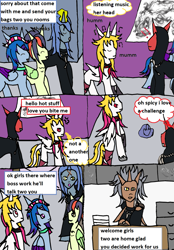 Size: 1181x1701 | Tagged: safe, artist:ask-luciavampire, oc, oc:arin amber, oc:nell nariah, oc:sky flower, alicorn, pegasus, pony, undead, unicorn, vampire, vampony, axel, comic, comic page, horn, kingdom hearts, organization xiii, saïx, tumblr, tumblr:ask-organization-pony's-adventure, xemnas