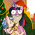 Size: 2000x2000 | Tagged: safe, artist:peni_sarter, cozy glow, twilight sparkle, pegasus, pony, unicorn, g4, my little pony: friendship is magic, angry, cabin, christmas, christmas tree, clothes, costume, couch, duo, duo female, fake beard, female, filly, foal, hat, holiday, horn, indoors, list, looking at you, looking up, pure concentrated unfiltered evil of the utmost potency, pure unfiltered evil, santa costume, santa hat, spread wings, tree, wings