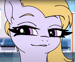 Size: 1476x1208 | Tagged: safe, artist:tamers12345, derpibooru exclusive, dazzle feather, my little pony the movie: hearth's warming in manehattan, g5, bedroom eyes, screenshots, seductive look, smiling, smirk, smug