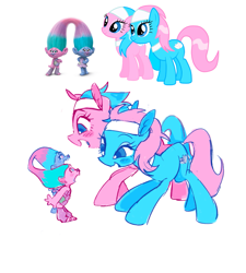 Size: 1843x2048 | Tagged: safe, artist:crasysam0, aloe, lotus blossom, earth pony, pony, g4, chenille (trolls), female, happy, mare, open mouth, open smile, satin (trolls), siblings, sisters, smiling, spa twins, trolls, twins