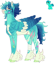 Size: 2340x2716 | Tagged: safe, artist:sleepy-nova, oc, oc only, oc:ocean breeze, pegasus, pony, band-aid, blank flank, blaze (coat marking), blue coat, blue mane, blue tail, blue wingtips, body scar, coat markings, colored belly, colored eyebrows, colored hooves, colored pinnae, colored wings, colored wingtips, commission, ear fluff, ear piercing, earring, eye clipping through hair, eyebrow slit, eyebrows, eyebrows visible through hair, eyelashes, facial markings, feathered wings, female, female oc, fetlock tuft, folded wings, green eyes, green hooves, high res, hooves, industrial piercing, jewelry, lacrimal caruncle, leg scar, leg stripes, lidded eyes, lip piercing, looking back, mare, mare oc, multicolored mane, multicolored tail, no pupils, oc redesign, pale belly, pegasus oc, piercing, profile, redesign, scar, shiny hooves, shiny mane, shiny tail, simple background, smiling, snake bites, socks (coat markings), solo, standing, striped wings, stripes, tail, tall ears, transparent background, undercut, wing markings, wing stripes, wings