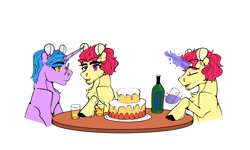 Size: 2500x1500 | Tagged: safe, artist:komodon, earth pony, unicorn, aoki ryo, horn, kasuge ichiban, yakuza