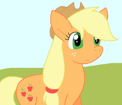 Size: 910x783 | Tagged: safe, artist:cmara, applejack, earth pony, pony, g4, applejack's hat, cowboy hat, female, hat, outdoors, solo