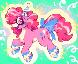 Size: 3000x2500 | Tagged: safe, artist:the-tea-merchant, pinkie pie, earth pony, pony, g4, alternate cutie mark, alternate design, alternate eye color, alternate mane color, alternate tail color, female, redesign, solo