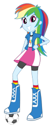 Size: 452x1106 | Tagged: safe, artist:cwt10101, rainbow dash, human, equestria girls, g4, female, football, simple background, solo, sports, transparent background