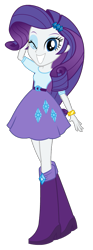 Size: 393x1062 | Tagged: safe, artist:cwt10101, rarity, human, equestria girls, g4, clothes, cute, cutie mark accessory, cutie mark hair accessory, cutie mark on clothes, female, hair accessory, one eye closed, raribetes, simple background, smiling, solo, transparent background, wink