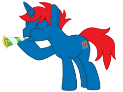 Size: 2048x1536 | Tagged: safe, artist:ry-bluepony1, oc, oc only, oc:train track, pony, unicorn, g4, horn, male, party horn, unicorn oc