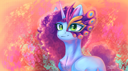 Size: 5760x3225 | Tagged: safe, artist:jsunlight, misty brightdawn, pony, unicorn, g5, horn, solo, wallpaper